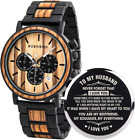 Mens Personalized Engraved Wooden Watches, Stylish Wood & Stainless Steel Combin