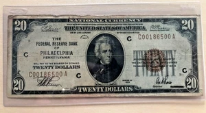 1929 Philadelphia Federal Reserve Bank $20 twenty-dollars - Picture 1 of 2
