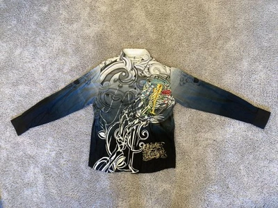 Camisa larga con botones CHRISTIAN AUDIGIER Talla XL RARA Ace Queen Spades para hombre Slv Foto 1 de 4