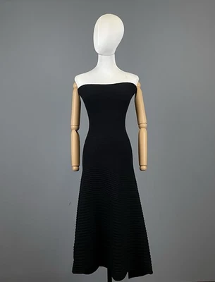 WOLFORD Black Wool Chunky Knit Off Shoulders Bodycon Maxi Dress Size M - Image 1 of 4