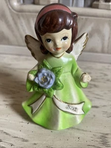 MY KOREA Paper Mache JUNE Angel Figurine Green 4 1/8”Vintage 1960's Collectible - Picture 1 of 5