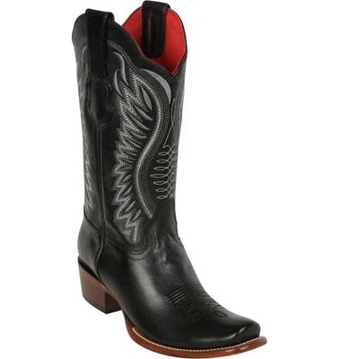 Botas vaqueras occidentales de cuero genuino para mujer Los Altos Dubai punta cuadrada Foto 1 de 2