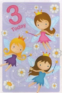 AGED 3 '3 TODAY' BIRTHDAY CARD AND MATCHING ENVELOPE 5" X 7" - Picture 1 of 3