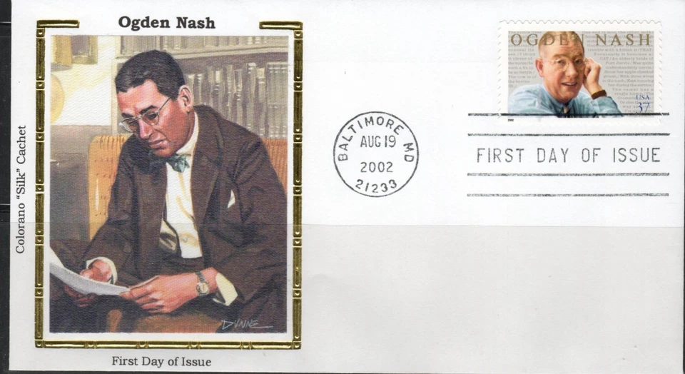 US Scott #3659, 37 cent "Ogden Nash" Colorano "Silk" Cachet, FDC - Image 1 of 1