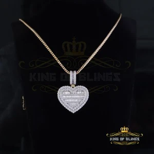 Big 15.74ct Cubic Zirconia Baguette Silver Beautiful Yellow Heart Shape Pendant - Picture 1 of 12