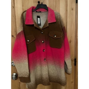 Boohoo Womens Plus Ombre Shacket Pink, US14 NWT  - Picture 1 of 4