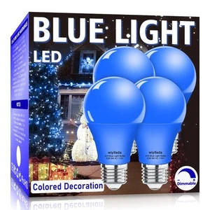 4 Pack A19 LED Blue Light Bulbs,110V E26 Christmas Blue LED Lights 9W Replace... - Picture 1 of 6