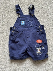 Vintage Disney Winnie The Pooh Embroidered Short Overalls Toddler 3T Fishing Y2K - Picture 1 of 6