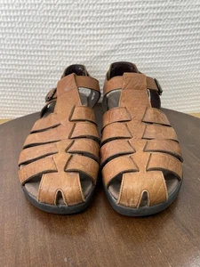 MEPHISTO SAM Desert Brown Leather Fisherman Sandals Men’s Size US 12 EUR 46 - Picture 1 of 12