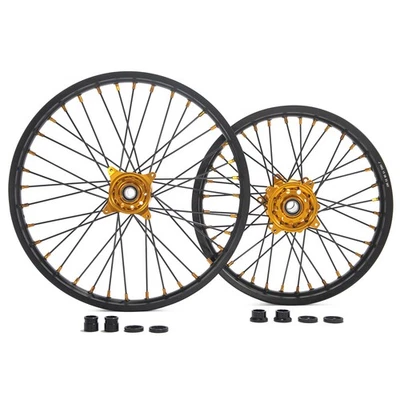 For Suzuki 21"+19" CNC Spoked Wheel Gold Hubs Set RMZ250 2007-24 RMZ450 2005-24 Foto 1 de 4