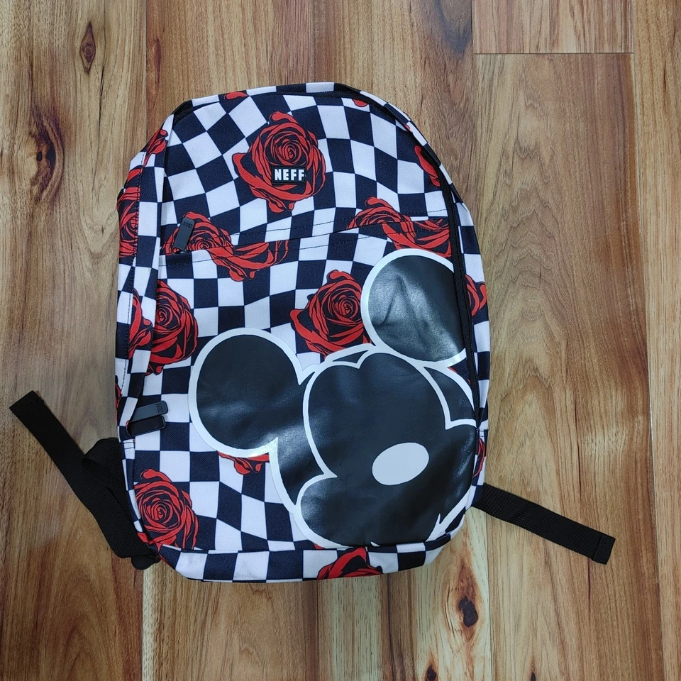 MOCHILA NEFF / DISNEY MICKEY, BLANCO Y NEGRO A CUADROS CON ROSAS Foto 1 de 4