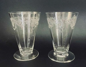 2 Vintage Bryce 350 geätzte Efeu Girlande 8 Unzen Fußbecher elegantes Glas antik - Bild 1 von 5