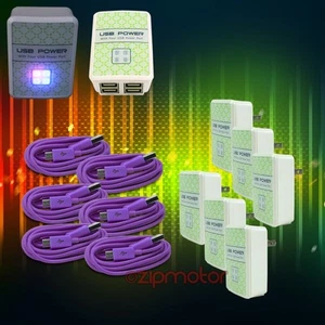 6X 4 USB PORT HUB WALL ADAPTER+3FT CABLE POWER CHARGER PURPLE GALAXY NOTE NEXUS - Afbeelding 1 van 1
