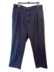 Pantalones de algodón plisados negros de pierna recta Bugle Boy Company Basics para hombre 36W X 29L - Imagen 1 de 7