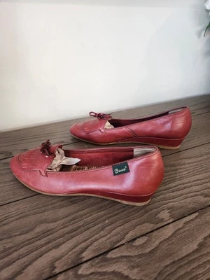 БАС винтажный 70-х женщин на танкетке кожаный мокасины размер 9 классический опрятный - Изображение 1 из 4