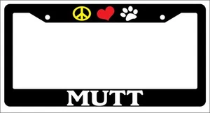Black License Plate Frame Peace Love Paw Mutt Auto Accessory Novelty 482 - Picture 1 of 1