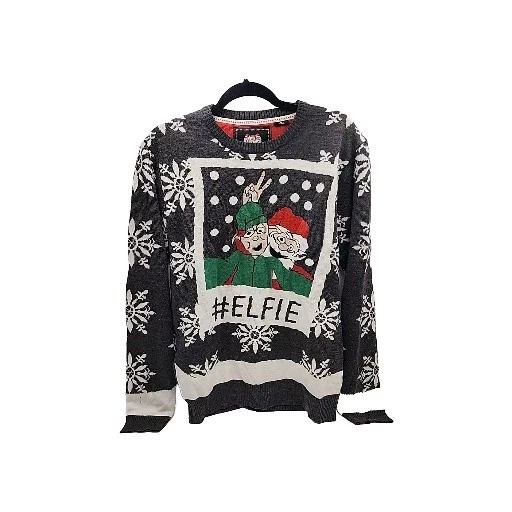 Unisex Forum Santa & Elf Hashtag Elfie #elfie Adulto Feo Navidad Suéter M Foto 1 de 4