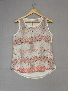 Jeanswest Womens White Sheer Floral Pattern Top Size 12 - Picture 1 of 4