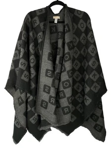 Michael Kors Damen MK Logo Poncho Cape schwarz/grau Karodesign OS wendbar - Bild 1 von 8