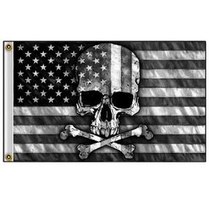 SKULL Flag Design Wear & Sun Resistant Waterproof 100% Polyester Patriotic Flags - Picture 1 of 4