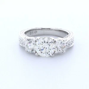 ANILLO DE COMPROMISO VINTAGE ORO BLANCO 14K CORTE REDONDO H/VS2 DIAMANTES NATURALES 2,63 CTW - Imagen 1 de 10