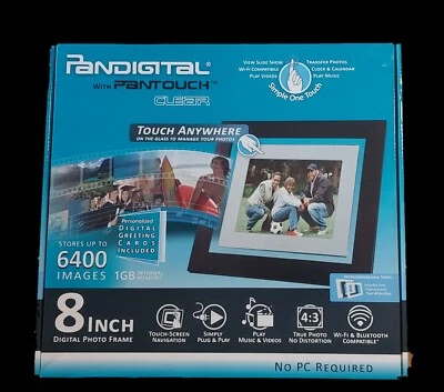 PANDIGITAL WITH PANTOUCH CLEAR 8 INCH DIGITAL PHOTO FRAME.  1GB, 6400 IMAGES 4:3 - Image 1 of 4