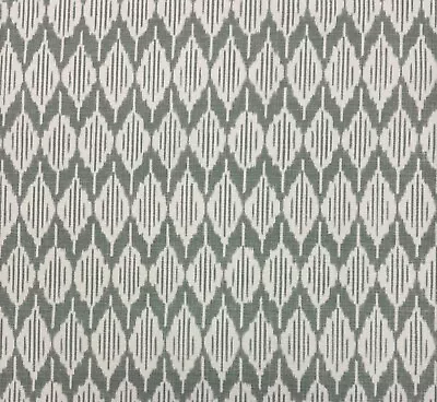 ANNA FRENCH BALIN IKAT SAGE GRAY GEOMETRIC LINEN DESIGNER FABRIC 2 YARDS 54"W - Image 1 of 4