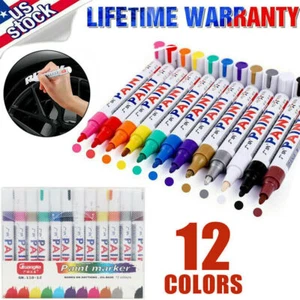 12PC Waterproof Permanent Paint Marker Pen Car Tyre Tire Tread Rubber Metal - Picture 1 of 12