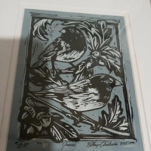 Kathy Anderson Signed Artwork Matte Frame 12x9" Birds - Picture 1 of 4