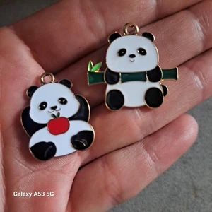 Lot de 2 pendentifs panda, en métal, environs 2.6 cm. - Imagen 1 de 1