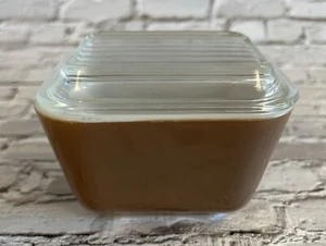Small Vtg 1½ Cup Pyrex 501 Glass Refrigerator Dish w/Lid Brown Set Replacement - Picture 1 of 13