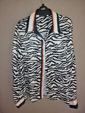 Arggido Zebra Print Black & Cream Ladies Blouse With Orange Trim Detail Size XL 