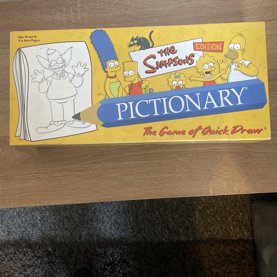 The Simpsons Edition Pictionary Game By USAopoly Rare Board Game Family Fun - Image 1 of 4