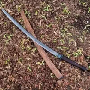 CUSTOM HANDMADE CARBON STEEL KATANA SWORD OUTDOOR SURVIVAL SWORD W/SCABBARD - Picture 1 of 2