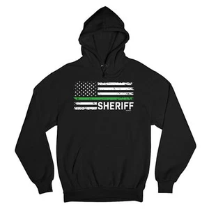 Sheriff Distressed American Flag Sweatshirt First Responders Patriotic Hoodie - Picture 1 of 36