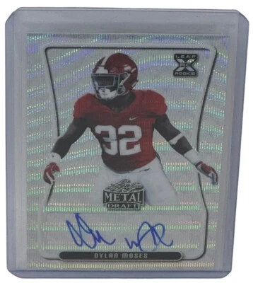 Dylan Moses 2021 Leaf Metal Draft Flashback Silver Wave #23/50 Rookie Auto RC - Image 1 of 2