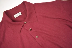Gran Sasso Solid Red Wool/Silk/Cashmere Blend Three Button Polo Sweater Size: 54 - Picture 1 of 10