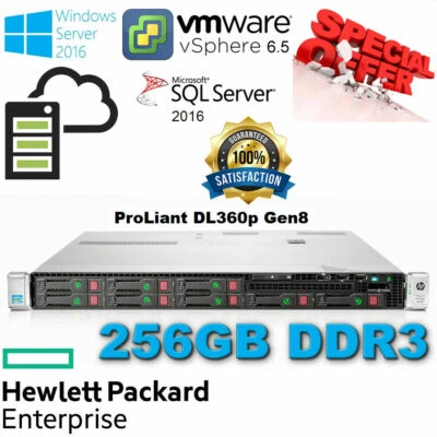 HP Proliant DL360p G8 2x E5-2690 16-Core Xeon 256GB DDR3 2x 600GB SAS P420i/1GB - Image 1 of 4