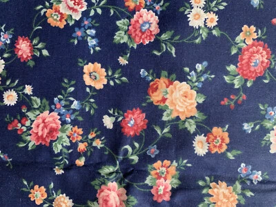 54" X  50" Joan Kessler “Virginia” Navy Chintz Floral Fabric Concord Fabrics - Image 1 of 4