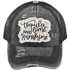 Tequila Lime & Sunshine Patch casquette de poney, chapeau de baseball Criss Cross, noir