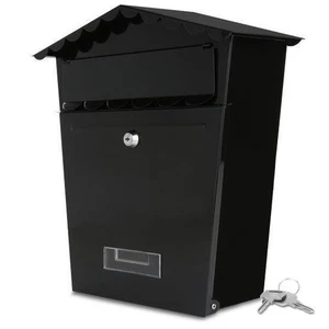 SereneLife Wall Mount Locking Mailbox Galvanized Steel 14.1in x 13.2in x 5.2in - Picture 1 of 5