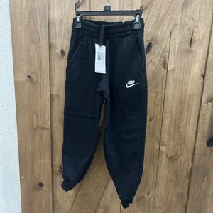 Nike Kids Jogger Pants XS Black Fleece Lined Elastic Waist Pull On Standard Fit - Picture 1 of 8