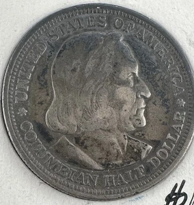 1893 Columbian Expo Commemorative Half Dollar – Toned VF – 90% Silver #002 - Picture 1 of 2