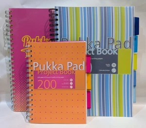 Libro de proyectos Pukka Pad (paquete de 3) 80GSM con divisores paquete de 200+ páginas A4 A5 - Imagen 1 de 5