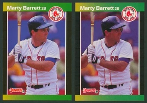 1989 Donruss MARTY BARRETT #184 Red Sox Rare Double Asterisk SP Error & Correct - Picture 1 of 2