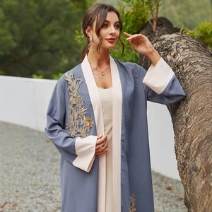 Elegante Dubai Mujeres Musulmán Abierto Largo Vestido Abaya Kimono Bata Cárdigan Vestido de Fiesta - Imagen 1 de 7