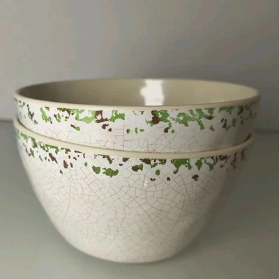 2 tigelas de sopa de melamina rústica Tommy Bahama bege verde - Imagem 1 de 4