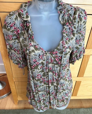 Top Odille 100% rayón talla 4 multicolor, manga corta volantes cuello redondo Foto 1 de 4