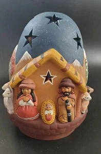 Belén Peruano Redondo Cúpula Estrellada Vela Tealita Lámpara 3D Redware Folkart - Imagen 1 de 18