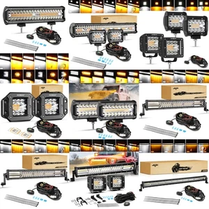 AUXBEAM 20" 22" 32" 42" 50"Inch Strobe Amber White Led Light Bar Offroad Lamp - Picture 1 of 54